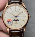 APS Factory Replica Jaeger-LeCoultre Master Ultra Thin Moon Rose Gold Ivory Dial 39mm 